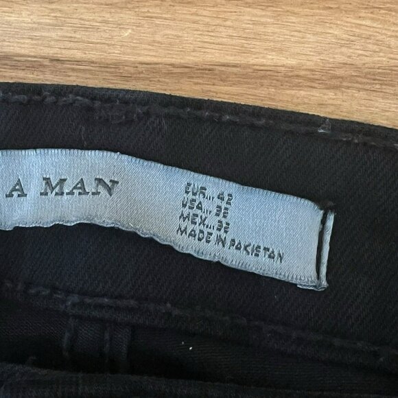 Zara Man Moto Jeans Mens Size 32x32 Black Distressed Tapered Leg Stretch - Picture 4 of 9